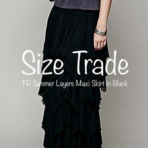 SIZE TRADE ONLY • RARE • Free People Summer Layers Maxi Skirt in Black •